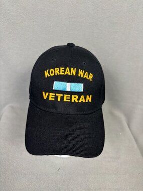 Korean War Veteran Black Adjustable Baseball Cap Embroidered Design OS NWOT's